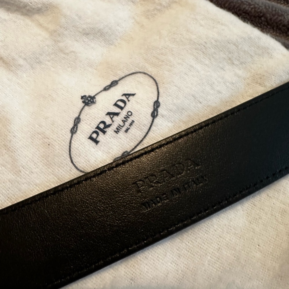 Prada Square Logo Plate Saffiano Leather Belt size 70 - Picture 4 of 9